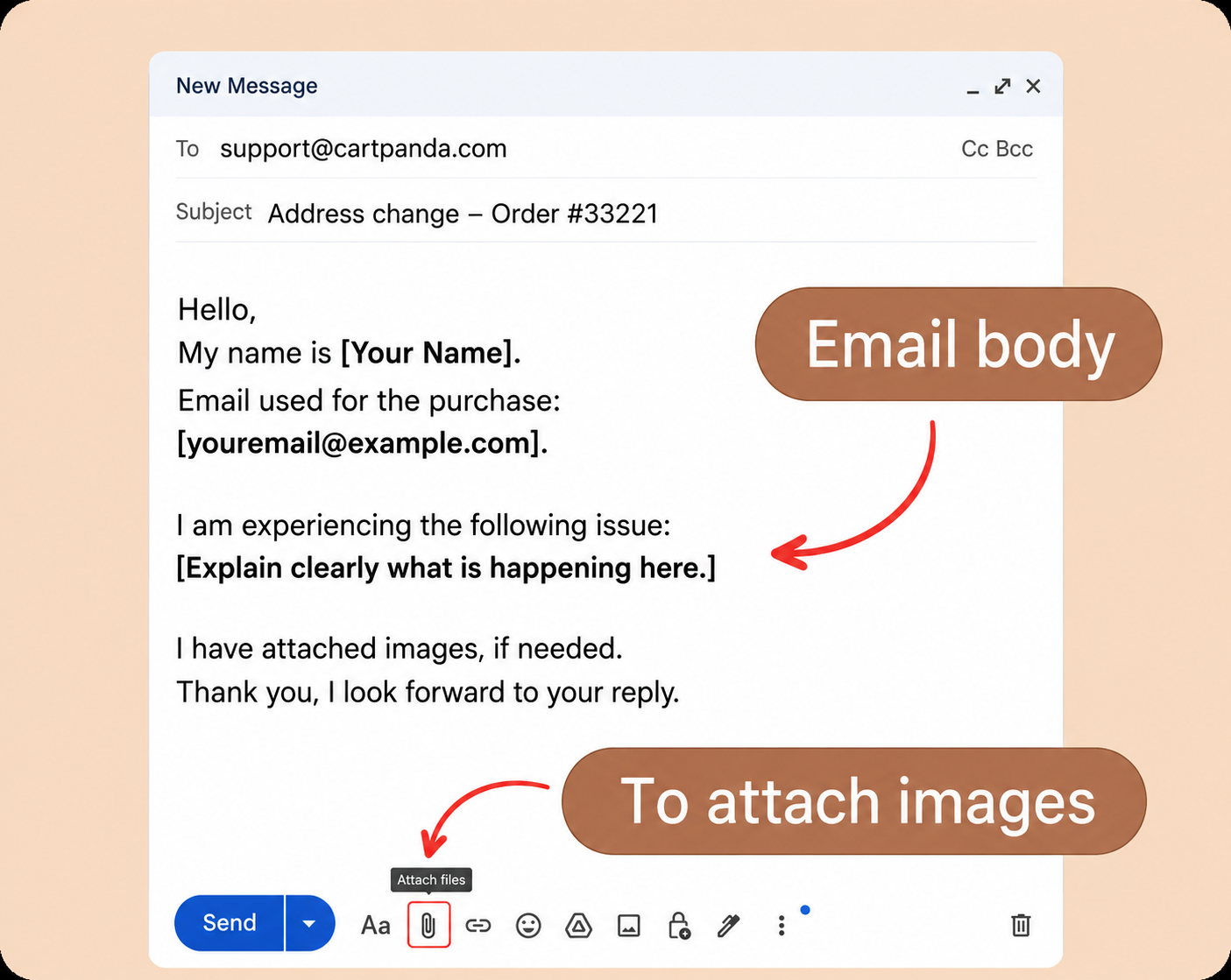 Screenshot showing email body