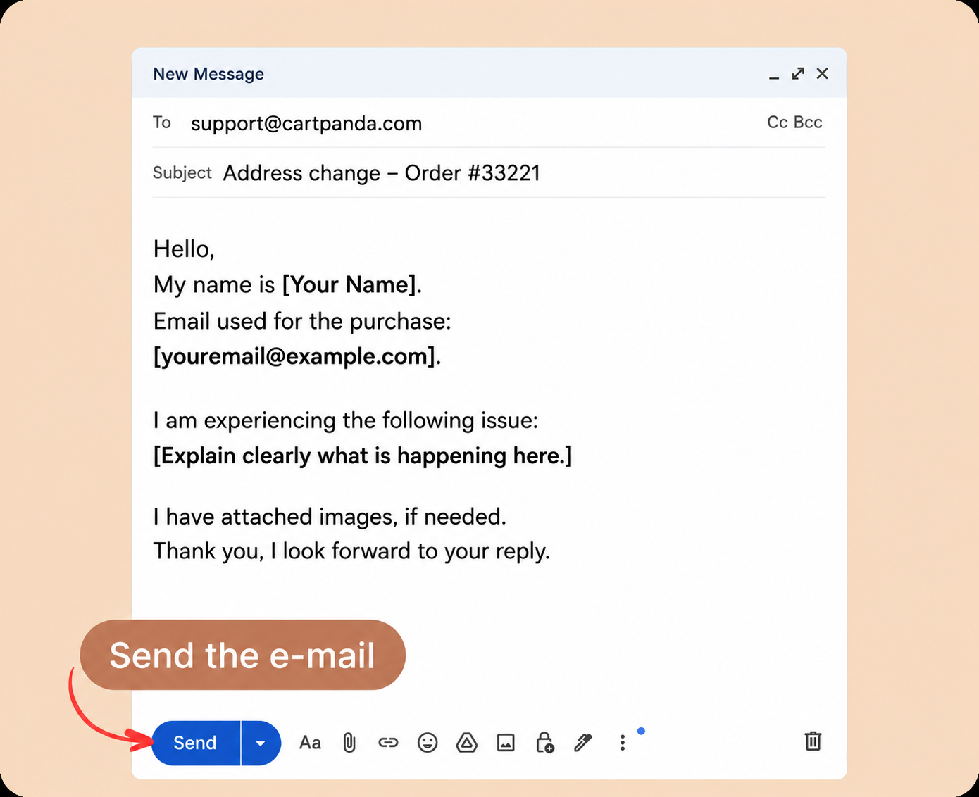 Screenshot showing send button